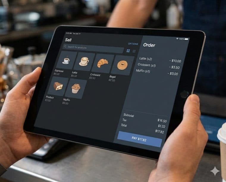 Mobile point of sale management on a tablet